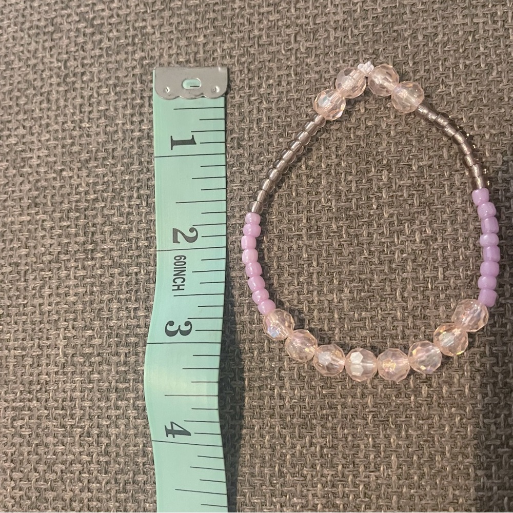 Iridescent & Glass beads Stretch bracelets Purple Pink Blue Clear NWT 4 Handmade - Picture 7 of 9